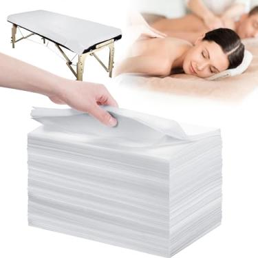 Imagem de 20 peças de lençóis descartáveis de 79 cm x 180 cm para mesa de massagem, capa de cama de spa, impermeável, respirável, descartável, para spa, tatuagem, salão de beleza, hotéis (branco)