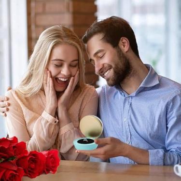 Imagem de Caixa de anel esférica com flor preservada anel rosa pingente colar caixa de brinco caixa de joias de veludo caixa de presente para dia das mães casamento aniversário aniversário