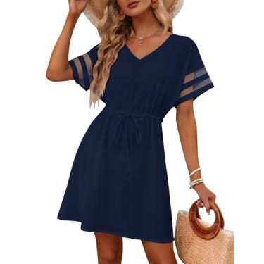 Imagem de BMJL Saída de praia feminina com decote em V, chiffon, saída de praia, 05 _ Azul-marinho, Large