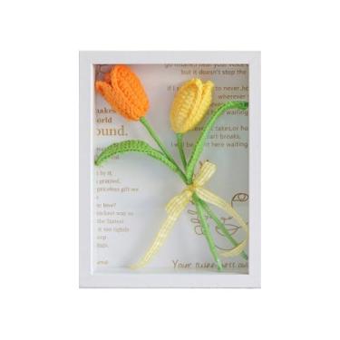 Imagem de Quadro de Fotos com Flores Tricot Feitas à Mão Bouquet Girassóis Artificiais Tricotados para Decoração Parede Home Offices Mesa Ornamentos Dia das Mãe