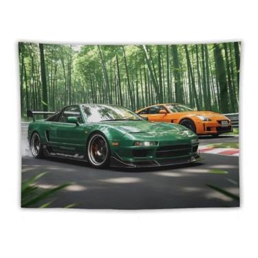 Imagem de HouLaiZhe JDM Tapeçaria de carro vintage Nsx Vs 350z Drift Car Jdm pendurado na parede quarto decoração de casa tapeçarias estética piquenique decoração de parede arte de parede para dormitório sala