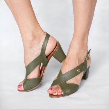 Imagem de Sandália de Salto em Couro Lovely Verde Militar, 36