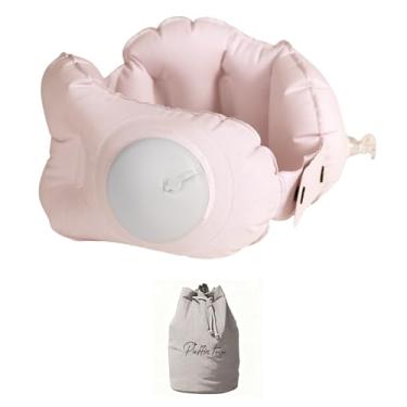 Imagem de Travesseiro de pescoço inflável ultraleve para inflar à prova de vazamento, suporte de pescoço ajustável e compressível para avião, acampamento, dirigir, dormir, viagem de negócios, voos longos, rosa