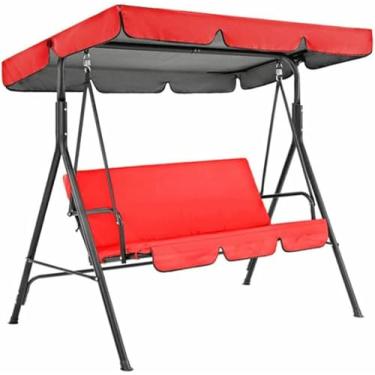 Imagem de Capa de substituição impermeável para cadeira de balanço, proteção UV, para 2/3 lugares, cor vermelha, para móveis de jardim. Tamanho: 164 x 114 x 15 cm.