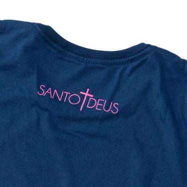 Imagem de Camiseta de Algodão Acredite Santo Deus Azul Marinho, 14