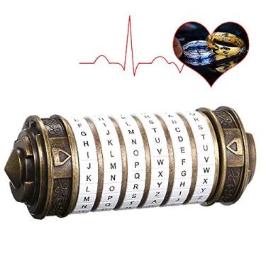 Imagem de Cilindro de Tranca Letras Retro Código Da Vinci Criptex com Senha Configurável para Armazenar Notas Poemas Chaves Valores Interessante Amigos e Famílias Caixa Dia dos Namorados Aniversário Muda