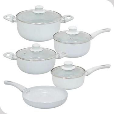 Imagem de Conjunto de Panelas Cerâmica de Indução Madrid 5 Peças Cinza  Hauskraf