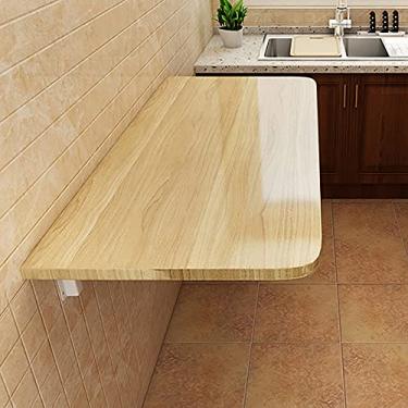 Imagem de Mesa de montagem na parede, mesa multifuncional dobrável para computador portátil, para casa, escritório (cor: branco, tamanho: 100 x 50 cm/39,3 x 19,6 pol) (nogueira 60 x 30 cm/23,6 x 11,8 pol.)