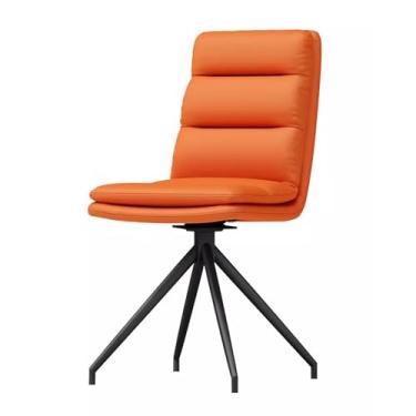 Imagem de AkosOL Cadeira de escritório em casa, cadeira de trabalho sem braço, cadeiras giratórias gonômicas para sala de jantar, cadeira estofada com suporte para as costas, cadeiras de recepção de couro