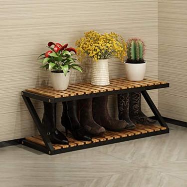 Imagem de Sapateira, sapateira, sapateira, suporte para sapatos, 2 camadas de armazenamento de madeira maciça com economia de espaço em casa, armário de sapatos para sala de estar, 80 x 26 x 30 cm (A2) (A1)