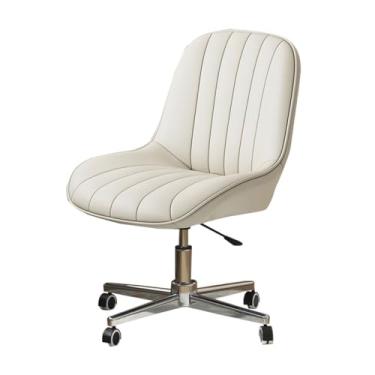 Imagem de AkosOL Cadeira de mesa de tecido de veludo Modn Cadeira de estudo com rodas Cadeira de escritório sem braços, cadeira cruzada ajustável de altura cadeira gonômica de maquiagem para adultos, bege/B