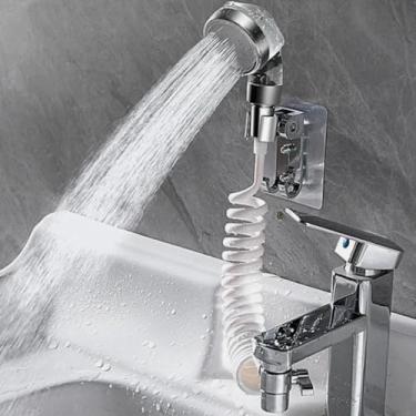 Imagem de Extensor de Torneira Flexível com Chuveirinho e Arejador | Ducha Articulada para Cozinha e Banheiro | Mangueira Adaptadora com Jato Direcionado | Economia de Água e Praticidade na Limpeza