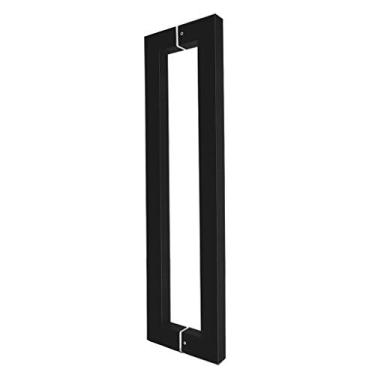 Imagem de Puxador de porta comercial de tubo quadrado de aço inoxidável resistente preto/maçaneta de porta de vidro/puxador de porta de celeiro - 6 comprimentos (tamanho: comprimento 440 mm/17,3 polegadas)