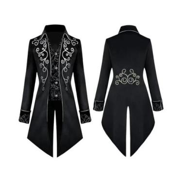 Imagem de Casaco Gótico Masculino Estilo Vitoriano Bordado Steampunk Renasciment