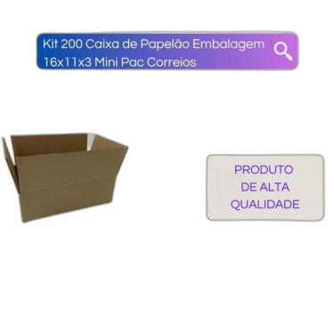 Imagem de Kit 200 Caixa De Papelão Embalagem 16X11X3 Mini Pac