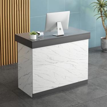 Imagem de Balcão de recepção de recepção, suporte de caixa registradora, mesa de loja, mesa de recepção moderna, balcão de caixa de varejo, para salão de beleza, spas e lobby para loja de roupas/salão de beleza
