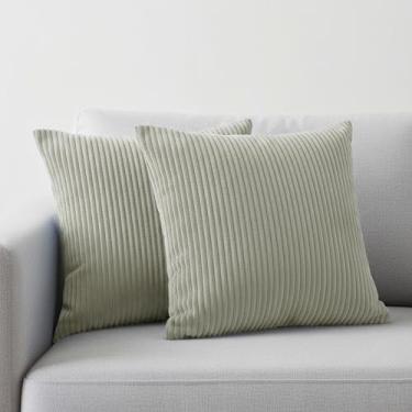 Imagem de Kit 2 Capas de Almofada Veludo Cotelê 45x45cm 60×60cm 80×80cm Fronhas Decorativas Listradas Macias com Zíper Invisível para Sofá, Sala, Quarto e Cama(Cinza claro,40x60cm 2pcs)