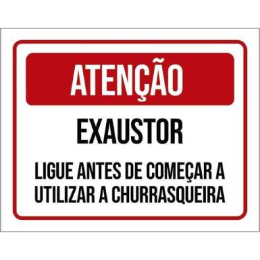 Imagem de Kit 5 Placa Acm Exaustor Ligue Antes Churrasqueira 18X23 - Sinalizo