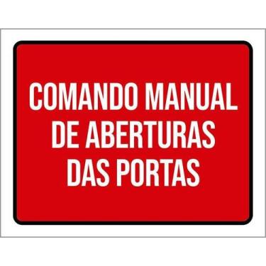 Imagem de Kit 3 Placa Acm Comando Manual Abertura Portas 18X23 Branco - Sinalizo