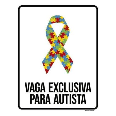 Imagem de Kit 10 Placa Acm Vaga Exclusiva Para Autista 18X23 - Sinalizo
