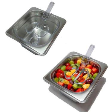 Imagem de Kit 2 CUBA Gastronômica Inox 1/6x100mm 1,5 L SB + TAMPA POLICARBONATO 