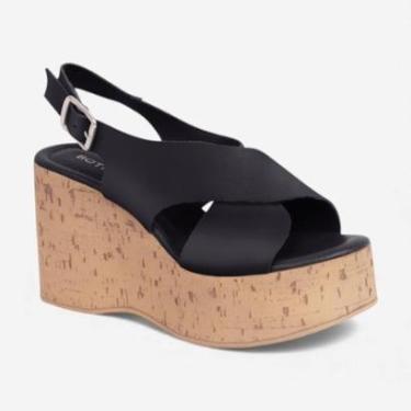 Imagem de Sandália Plataforma Bottero Em Couro Preto-Feminino