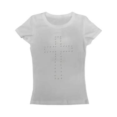 Imagem de Top Cropped Vintage Y2K Feminino Com Strass, Blusa Estética De Verão H