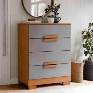 Imagem de Cômoda Napoli 4 Gavetas MDF Moderna para Quarto 66cm Compacta Organiza