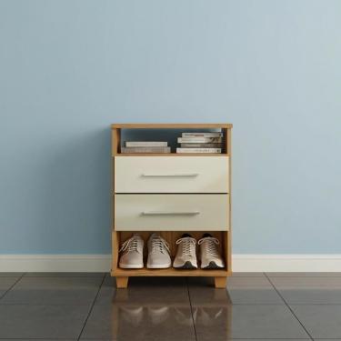 Imagem de Mini Cômoda Com 2 Gavetas E 2 Nichos Multiuso Cedro Areia