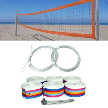Imagem de Kit Rede de Vôlei de Praia + Fita de Marcação + Cabo de Aço Pangué Cor
