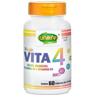 Imagem de Vitamina K2 D3 Cálcio e Magnésio MK7 Vita 4 60 cáps 710mg - Unilife, B