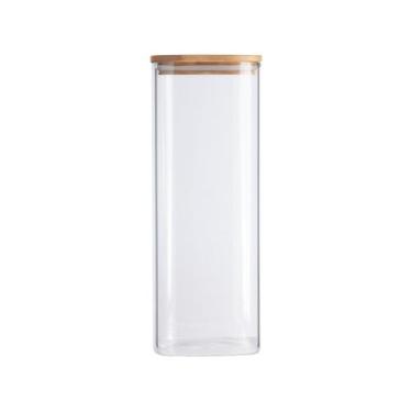 Imagem de Pote de Vidro com Tampa de Bambu Oikos 1,9L Hermético Quadrado, 1,9L, 