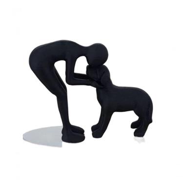 Imagem de Estátua Cachorro Love Decoração Para Sala Escritório Minimalista Donos De Pet Escultura Amo Meu Cachorro