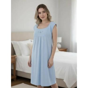Imagem de Camisola Pala Feminina de Malha Regata Vestido Senhora Idosa Conforto 