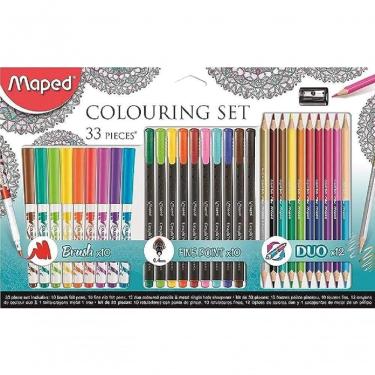 Imagem de Kit de Colorir Maped Kit Maped Multicolorido com Canetas Hidrográficas Brush, Fineliner 0,4 mm, Lápis de Cor Duo