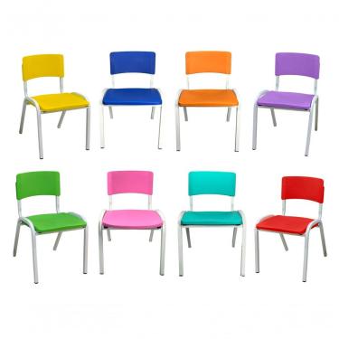 Imagem de Kit 8 Cadeiras Iso Infantil Plástico Base Fixa com Encosto Ergonômico Colors para Escol...