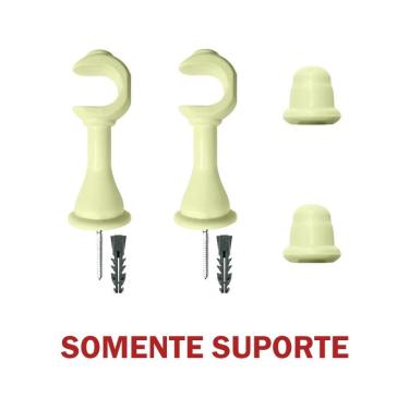 Imagem de Kit Varão para Cortina Simples 2 e 00m 19mm com Ponteira Suporte e Emenda Bege Madeira Pinus PVC OEM