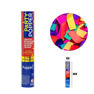 Imagem de Lança Confete Retangular em Papel Crepom 30CM com 01 Unidade Colorido para Festas e Com...