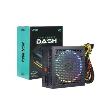 Imagem de Fonte Gamer Dash 600W VFG600WPR com Fan 120MM LED RGB Preto Vinik