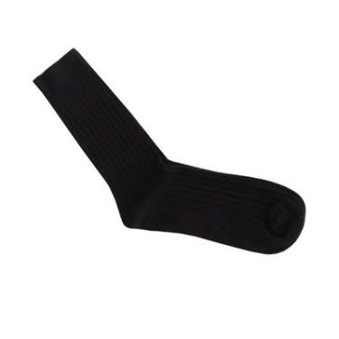 Imagem de Meia Cano Longo Canelada Preta Basic+ Algodão Confortável