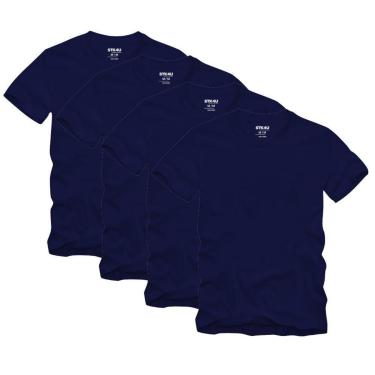 Imagem de KIT 4 Camisetas Masculina Lisa Slim Algodão Premium Stock4U-Masculino