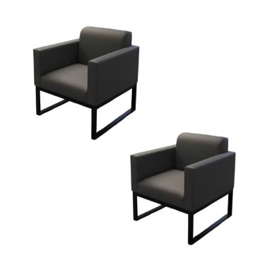 Imagem de Kit 2 Sofanetes Poltrona Loft Lisa para Recepção Cinza