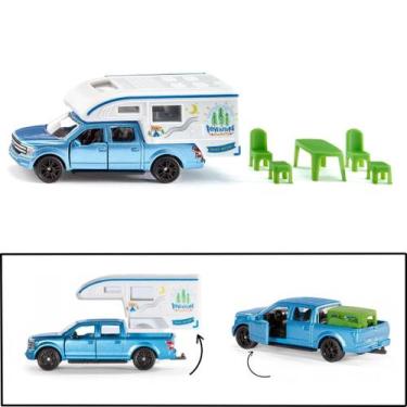 Imagem de Miniatura Caminhonete Ford F150 Pick Up Camper com Trailer Siku Metal 