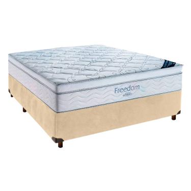 Imagem de Cama Box Perola e Colchão Casal Freedom Ortobom