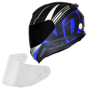 Imagem de Capacete Masculino Norisk Razor Full Azul Viseira Fume, Preto azul fos