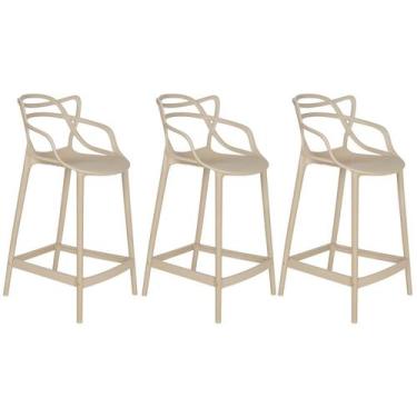 Imagem de Laraz, Kit 3 banquetas médias bancada cozinha Masters Allegra 66 cm