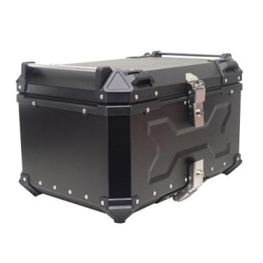 Imagem de Bau de Moto Traseiro 60 Litros Universal Aluminio Anti-roubo Preto Cab