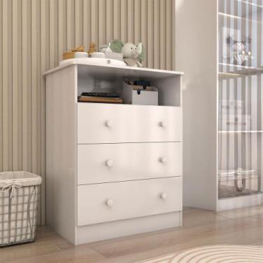 Imagem de Cômoda Infantil Sueño 3 Gavetas 100% Mdf Branco Brilho - Panorama Móve