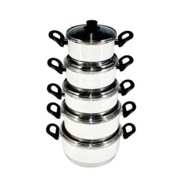 Imagem de Jogo Panelas Alumínio Branco Tampa De Vidro 5 Peças - Continental