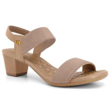 Imagem de Sandalia usaflex elastico salto bloco ref ud28005 feminino, 37, Nude
